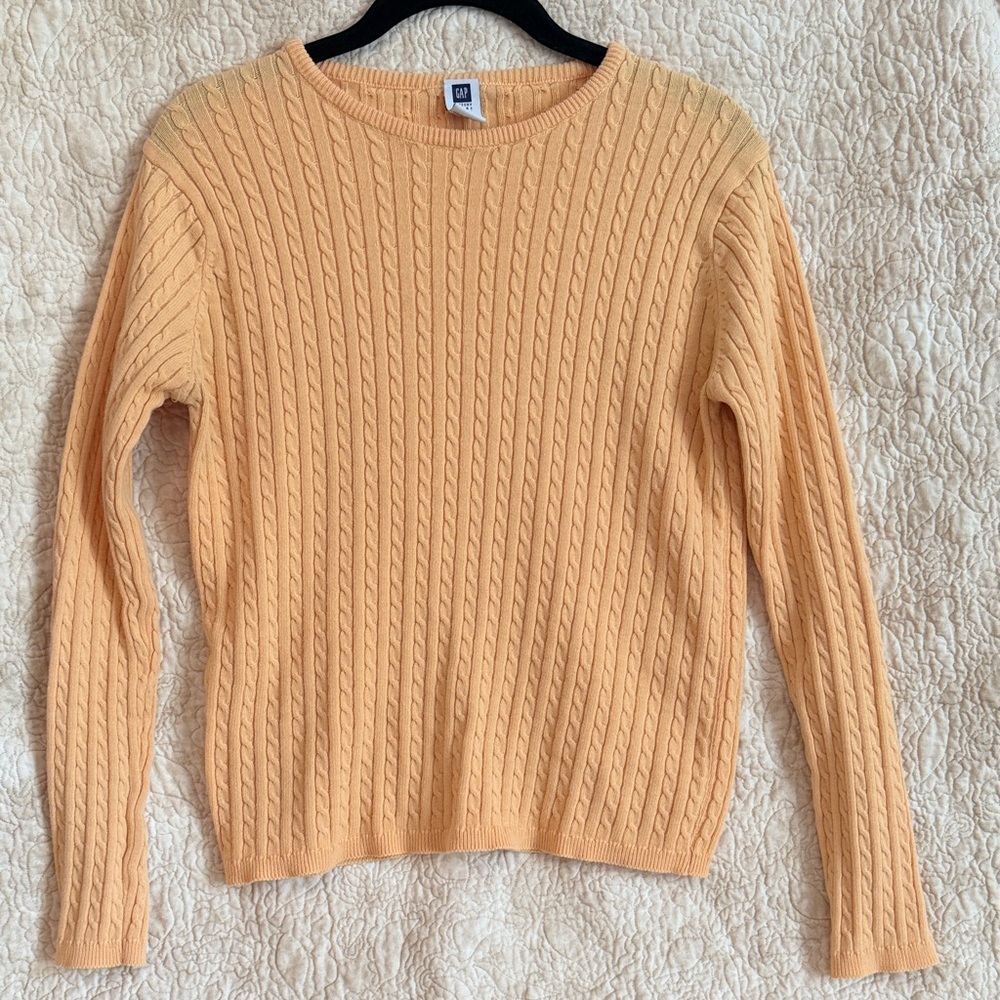 GAP Peach Cable-Knit Crewneck Sweater
